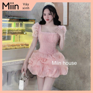 Váy cánh nhũ phối lưới chân bồng nhún