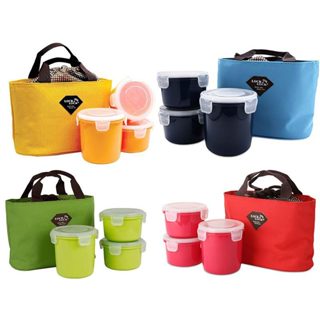 Bộ 3 Hộp Cơm Kèm Túi Lock&lock HAF100 (350ml*2 chiếc, 580ml* 1 chiếc)- Nhiều Màu - Hàng Chính Hãng