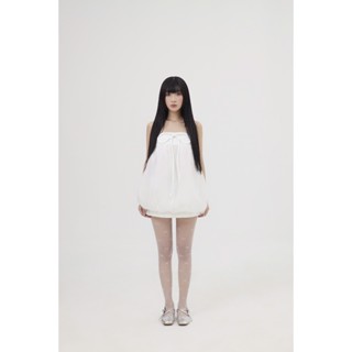 Váy form bí cúp ngực đính nơ chất tơ nhăn tiểu thư sang chảnh | LANY DRESS | SECODEE