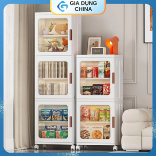 Tủ đựng giày dép, túi xách, tủ nhựa gấp gọn đa năng cửa trong suốt bánh xe di chuyển tiện lợi