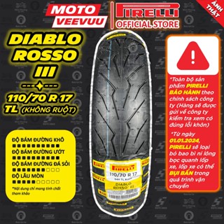 [MTVV] Vỏ lốp xe máy PIRELLI 110/70 R 17 TL Diablo Rosso 3 110/70-17<END>