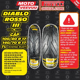 [MTVV] CẶP VỎ LỐP xe máy PIRELLI 100/80-17 & 140/70-17 TL Diablo Rosso 3 YAMAHA R3 TFX CB150R<END>
