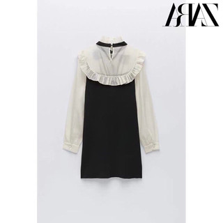 Đầm len mix voan cổ bèo ZR
