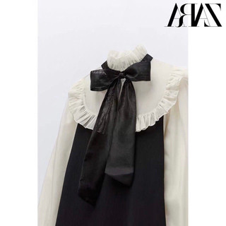 Đầm len mix voan cổ bèo ZR