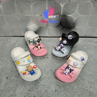 Dép cross bé gái dáng 2 quai màu ombre đi êm nhẹ có cham kuromi hotrend 2024 - 811OB
