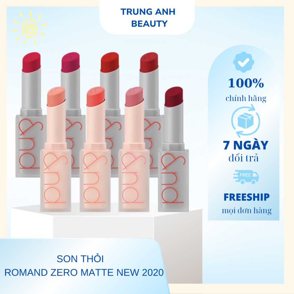 Son Thỏi Romand Zero Matte Lipstick new 2020 (01 - 23)