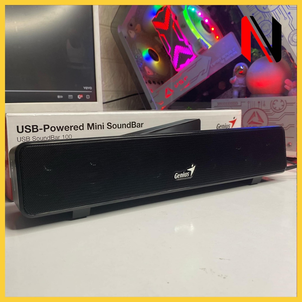 Loa Thanh Máy Tính Soundbar Pc Để Bàn Chính Hãng Có Dây GENIUS 100 Dùng Cho Vi Tính Laptop Bass Cực 