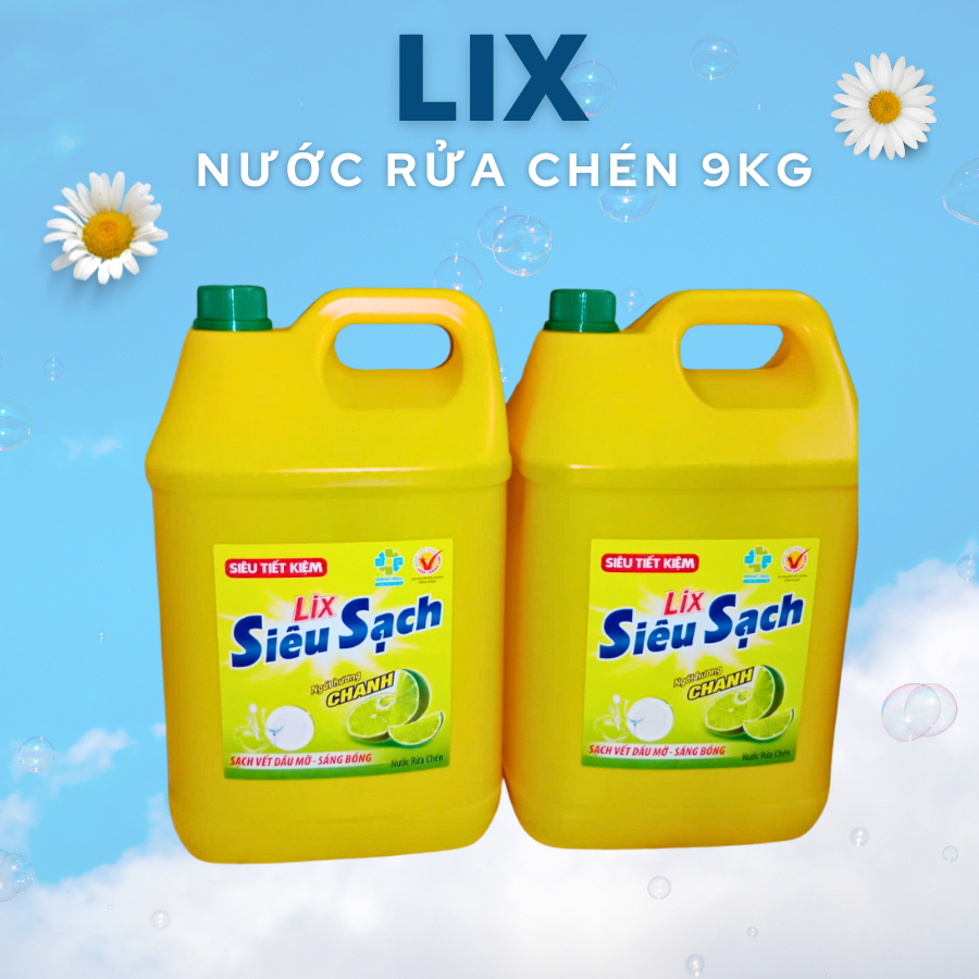 Nước Rửa Chén LIX Siêu Sạch Hương Chanh 9KG Siêu Tiết Kiệm - Lixco Việt Nam