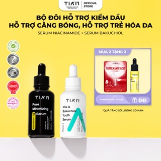 Bộ Đôi Kiềm Soát Dầu, Căng Bóng Da, Thu Nhỏ LCL Serum Niacinamide 20%, ZinC 1% 40ml, Serum Bakuchiol 40ml