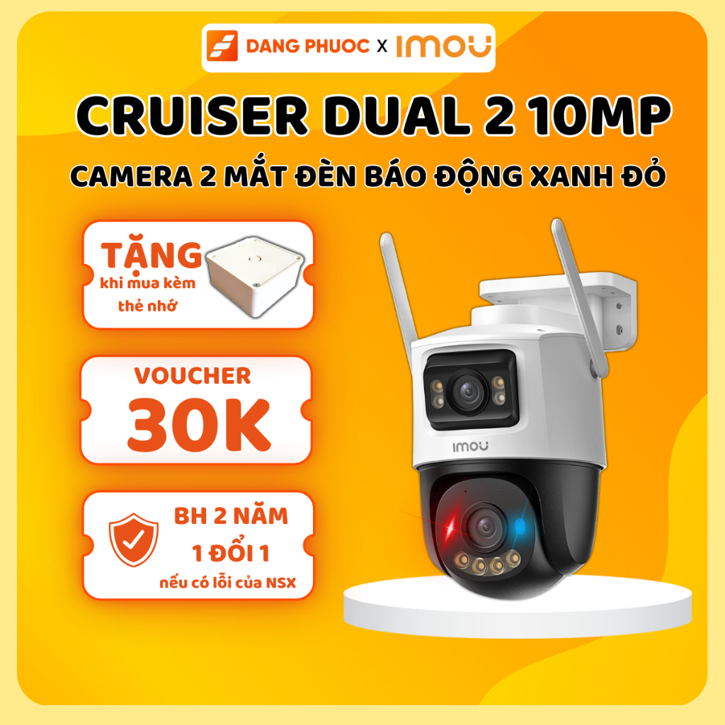 Camera Wifi Imou 2 Mắt Ngoài Trời Cruiser Dual 2 10MP/6MP Quay 360, Phát Hiện Người,Báo Động Đèn Còi