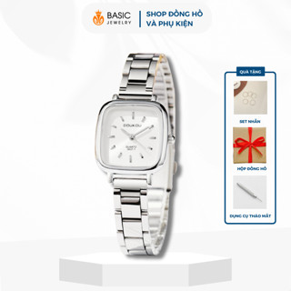 Đồng hồ nữ Doukou thời trang mặt vuông dây thép hợp kim không gỉ Basic Jewelry DH21