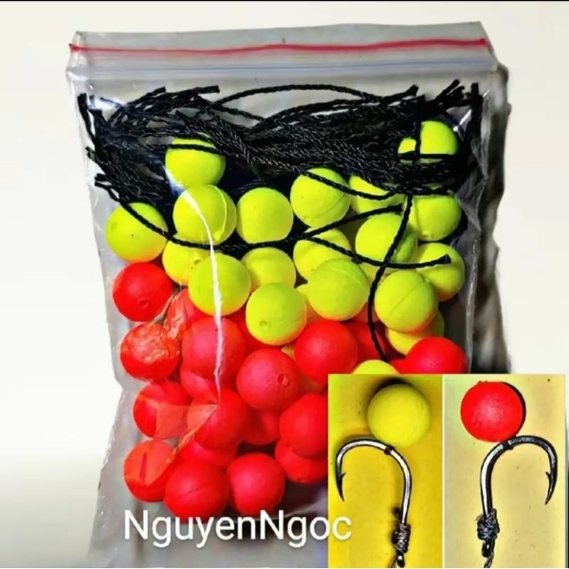 Túi 50 Hạt Bolie Lăng Xê Nhiều Cỡ, Hạt Boli Kèm Dây Buộc Độ Lăng Xê, Hạt Xốp Câu Cá, Lăng Xê Độ.