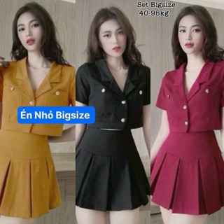 Thời Trang Én Nhỏ Có Bigsize - Set Áo Croptop Và Chân Váy Bigsize Vải Lụa Chéo Thiết Kế Dự Tiệc Nữ Cao Cấp Xinh 40-95kg