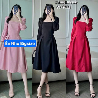 Thời Trang Bigsize Én Nhỏ - Đầm Bigsize Dài Qua Gối Xinh Nhẹ Nhàng Thanh Lịch Thiết Kế Dự Tiệc Cho Nữ Dễ Thương 50-95kg