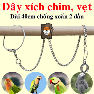 [DÀI 40CM] Dây Xích Vòng Chân Cho Chim, Vẹt, Két,... Inox Có Chống Xoắn 2 Đầu