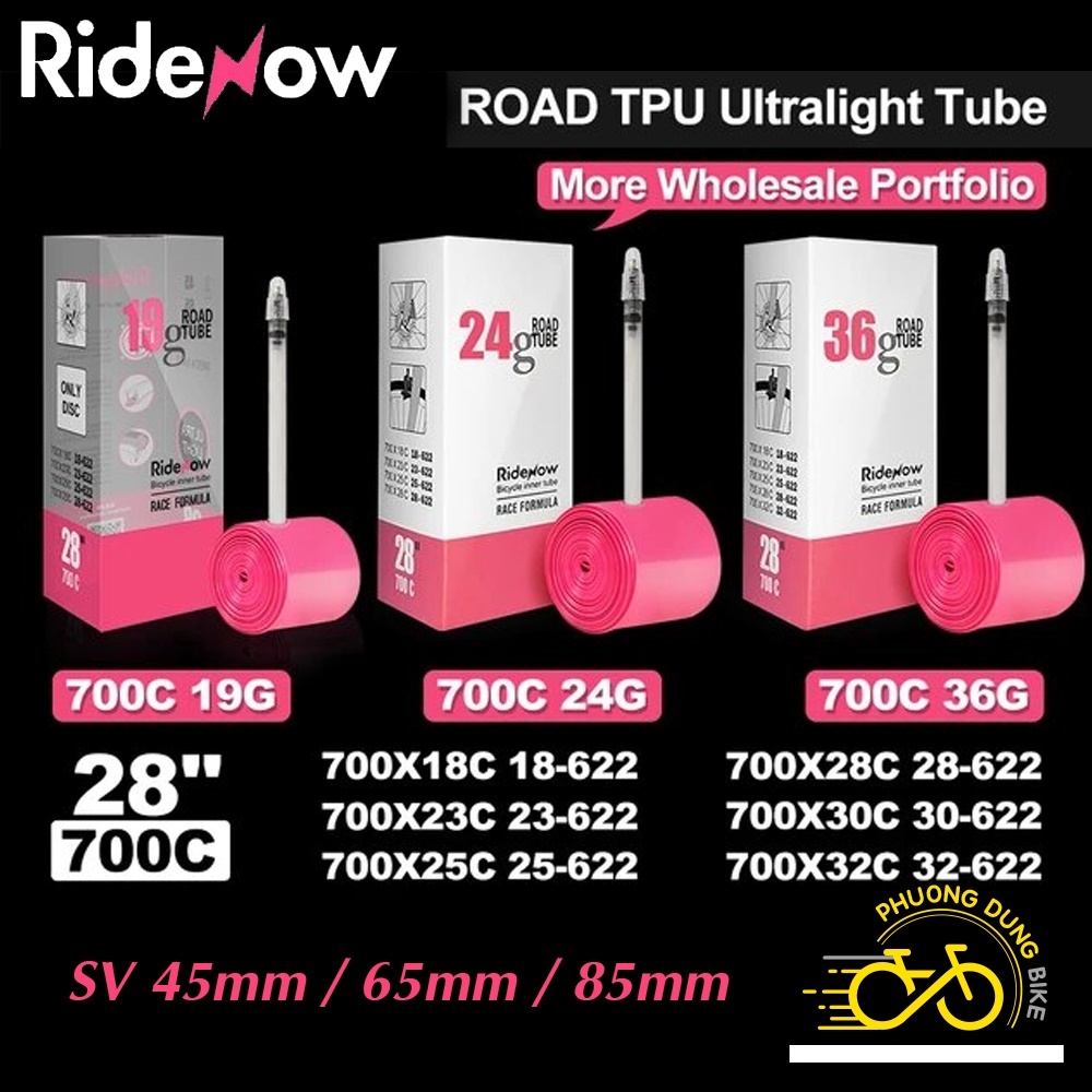 Ruột (Săm) xe đạp TPU RideNow siêu nhẹ 19G 24G 36G 700x18-32C