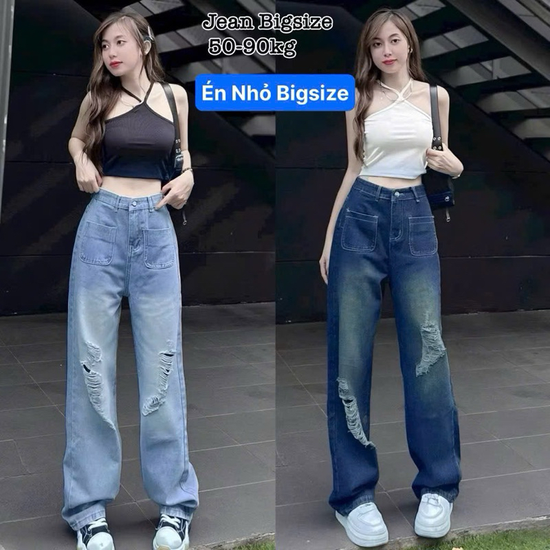 HCM Thời Trang Én Nhỏ Có Bigsize Đón Tết  - Quần Jean Bigsize Nữ Lưng Cao Baggy Kiểu Mới Sang Trọng 