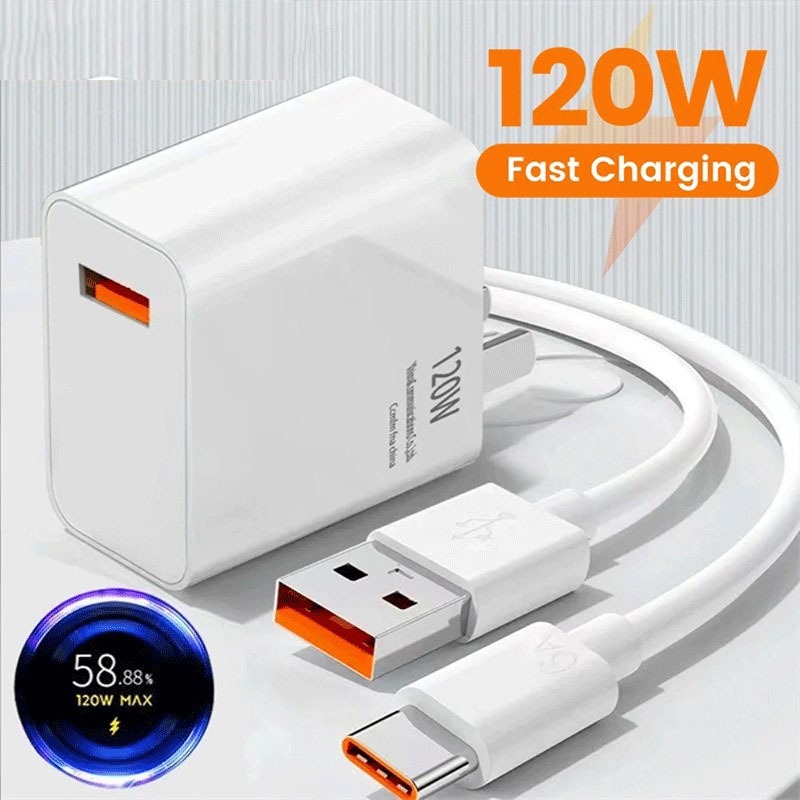Bộ sạc nhanh Xiaomi 120W, Củ sạc + Cáp sạc nhanh USB to Type C cho Xiaomi Samsung Oppo Vivo [BỘ SẠC 
