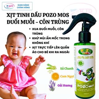 Xịt phòng đuổi muỗi tinh dầu Pozomos sả chanh, cam ngot oải hương đuổi muỗi, côn trùng, an toàn cho bé - 200ml