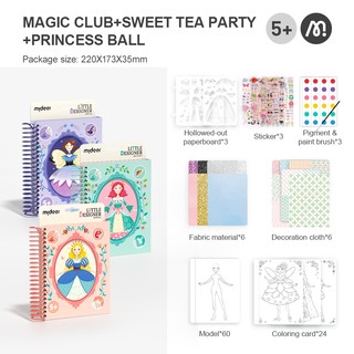  Mideer Little Design đồ chơi thiết kế thời trang mẫu Công Chúa Cô nàng cá tính tranh tô màu sticker vải DIY thủ công 