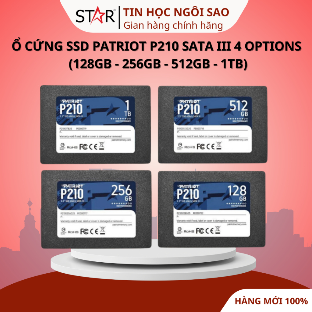 Ổ Cứng SSD PATRIOT P210 SATA III 4 OPTIONS (128GB - 256GB - 512GB - 1TB) - Bảo hành 36 tháng