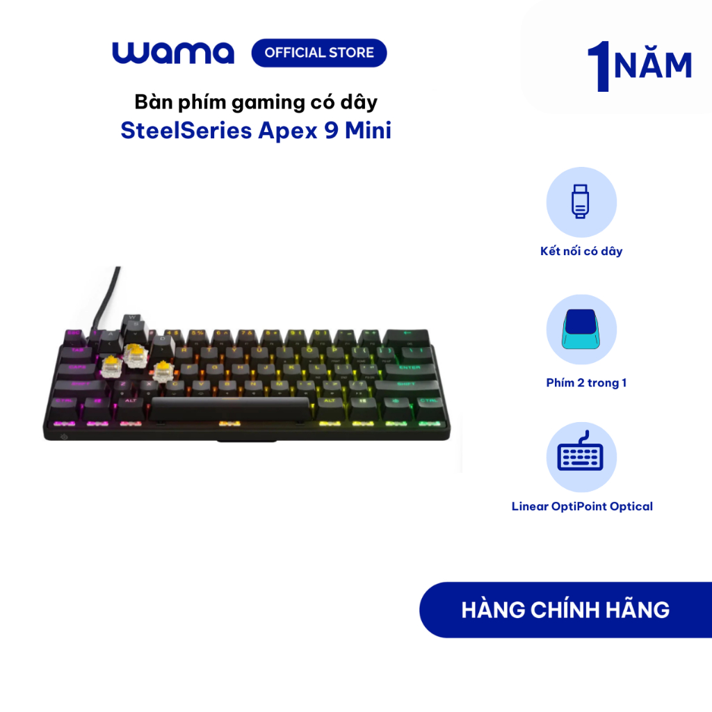 Bàn phím gaming có dây SteelSeries Apex 9 Mini kích thước 60%