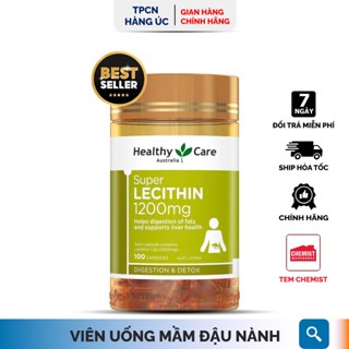 Mầm đậu nành Super Lecithin Healthy Care 1200mg của Úc giúp cân bằng nội tiết, điều hòa kinh nguyệt 100 viên