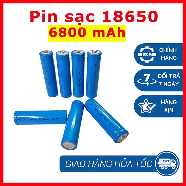 Pin sạc lithium 18650 6800mAh 3.7V dùng cho các thiết bị điện chống cháy, đèn pin cầm tay, quạt sạc tích điện AN TOÀN