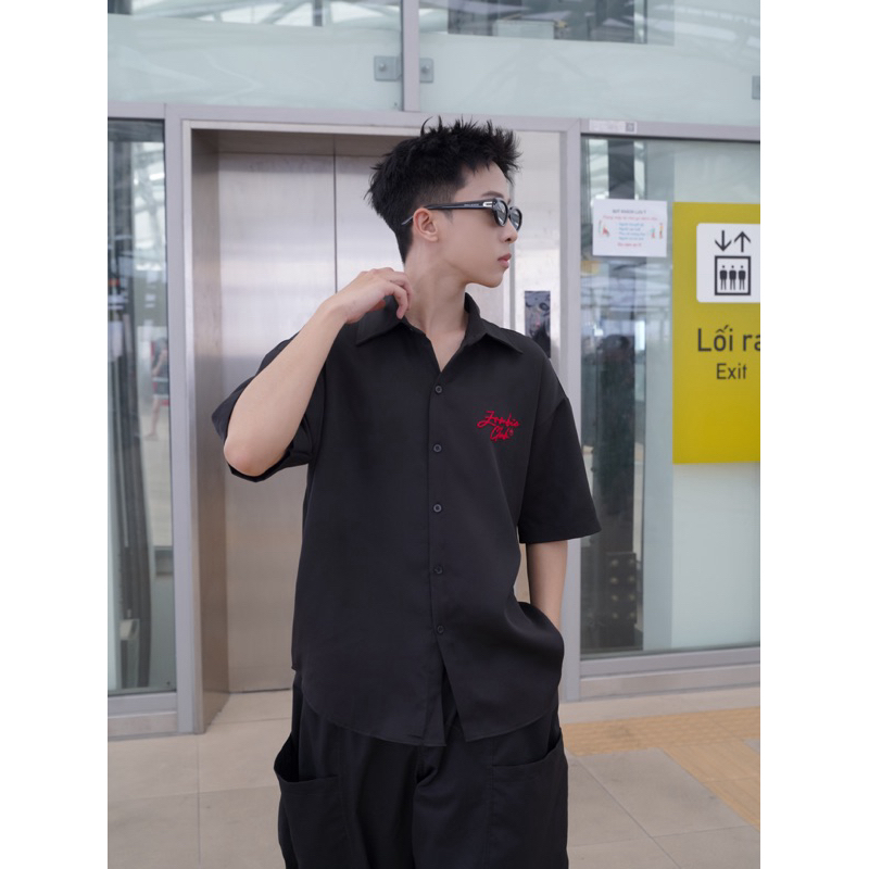 Áo sơ mi ,LESS IS MORE, zombie.club, Lụa premium, Thêu xù + Thêu nổi ngắn tay dáng rộng,UNISEX, Chính Hãng. | BigBuy360 - bigbuy360.vn