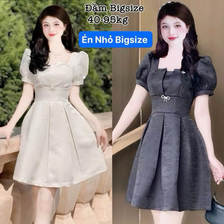 Thời Trang BIGSIZE ÉN NHỎ - Đầm Váy Bigsize Đính Nơ Thiết Kế Dự Tiệc Nữ Vải Tafta Vân Đá Cao Cấp Xinh Đẹp Sang 40-95kg