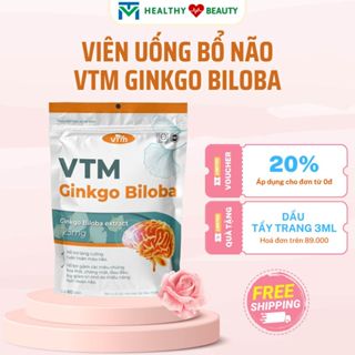 Viên uống bổ não VTM Ginkgo Biloba tăng cường tư duy cải thiện trí nhớ - túi 60 viên