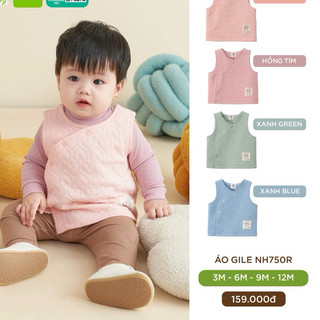 Áo gile đệm bông LULLABY bé sơ sinh trai gái thu đông ấm áp Ghile gi le NH750R 750