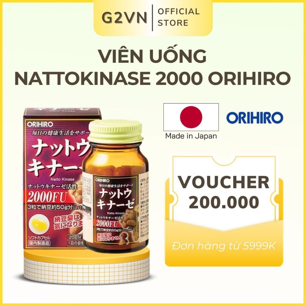 Viên uống hỗ trợ tai biến đột quỵ Nattokinase 2000 Orihiro 60 viên