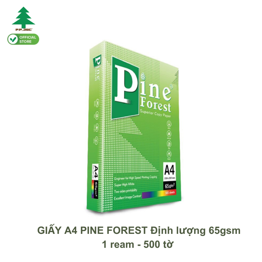 Giấy photo Pine Forest A4 ĐL 65g/m2 ( 500 tờ/1 ram )