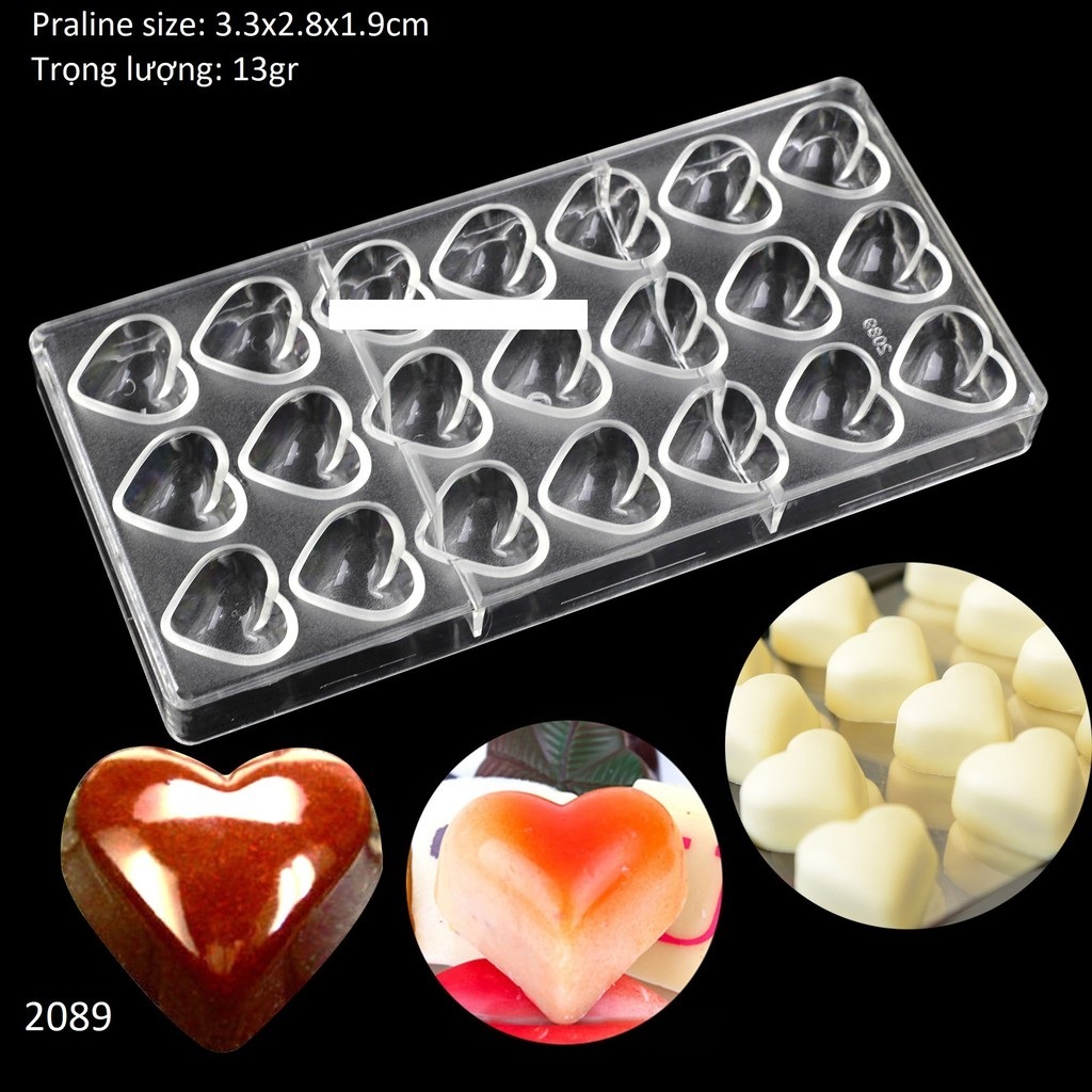 2089 - Khuôn socola bonbon trái tim
