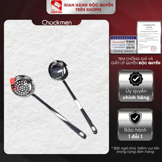 Muôi Chockmen cán dài đầu tròn, muôi thủng cán dài chất liệu inox không gỉ cao cấp [CKM166/167]