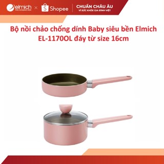 Bộ nồi chảo chống dính Baby  siêu bền Elmich EL-1170OL đáy từ size 16cm