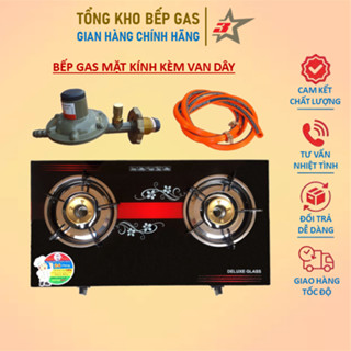 Bếp Gas Đôi Mặt Kính Giá Rẻ - Tặng Kèm Van Dây