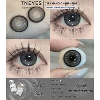 [TNEYES] Kính Áp Tròng Cobra Gray Màu Xám Mắt Mèo Mềm Mại Giãn Tròng Vừa-To DIA 14.3mm  Có Độ Cận 0-8 (1 cặp)