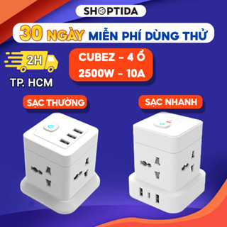 Ổ điện đa năng Shoptida Cubez, USB - Type C, 4 lỗ cắm tải 2500W , 1 đổi 1 36 tháng chính hãng