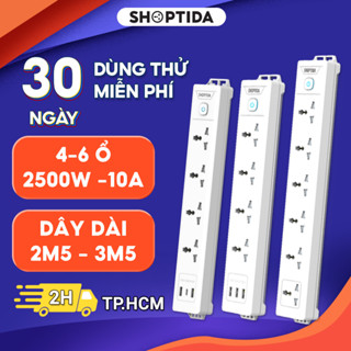 Ổ điện đa năng Shoptida Workz, USB - Type C, 4 lỗ cắm tải 2500W , 1 đổi 1 15 tháng chính hãng
