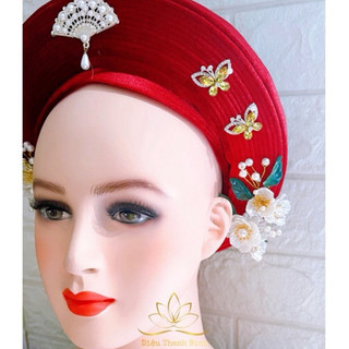 [Phụ kiện Hầu Thánh] - Đôi hoa cài cạnh mix hạt trai