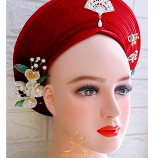 [Phụ kiện Hầu Thánh] - Đôi hoa cài cạnh mix hạt trai