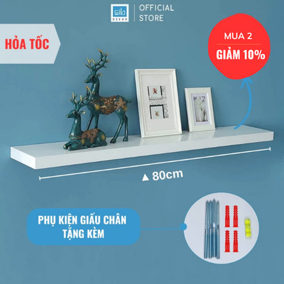 [Hỏa Tốc] Kệ Treo Thanh Ngang Âm Tường Dài 80cm, Gỗ Dày 2.5cm SIB Decor