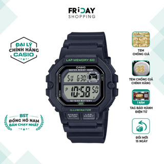  Đồng Hồ Casio Nam Điện Tử WS-1400H-1AVDF Mặt Vuông Dây Cao Su Chính Hãng 