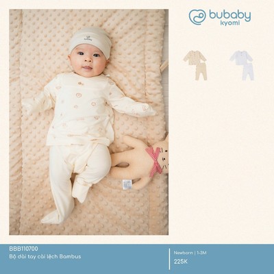 Bubaby - Bộ quần áo dài tay liền tất nhiều hoạ tiết Bambus Bubaby cho bé sơ sinh