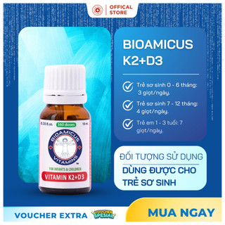 Bioamicus Vitamin D3K2 Mk7.Giúp Bé Hấp Thu Canxi Tối Đa