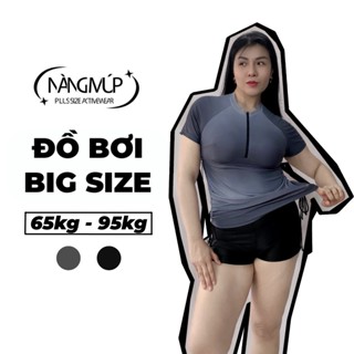 Bộ đồ bơi đi biển big size nữ 2 mảnh kín đáo Nàng Múp áo tắm tay ngắn quần bơi bikini bigsize 70kg 80kg 85kg 90kg 95kg