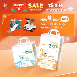 [ Tặng Cầu Trượt Xích Đu hoặc Xe xoay chiến cơ- Combo 4b ] Bỉm YINGCOOL SUPER Size S104/MD92/MQ88/L80/XL76/XXL72/XXXL72