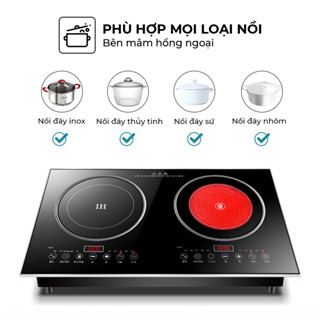 (CAO CẤP) Bếp Điện Từ Đôi Âm Dương Không Kén Nồi Cao Cấp Công Suất 2200W, Bếp Điện Âm TIẾT KIỆM ĐIỆN